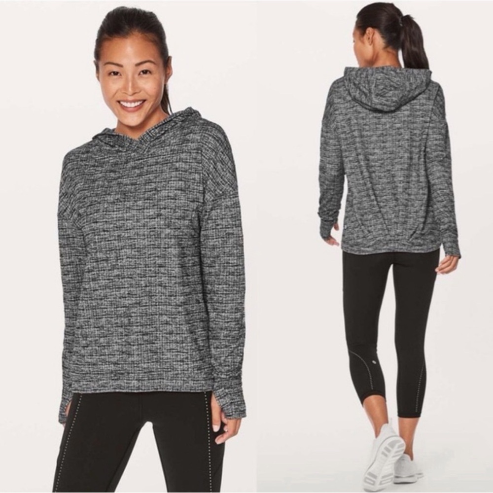 Lululemon Extra Mile Hooded Lightweight Hoodie Sweatshirt Gray Black Speckle 8